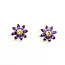 Earrings Stud Floral 3.5ctw Purple Amethyst .50ctw Green Peridot 14ky .6" 4.51g 125100036