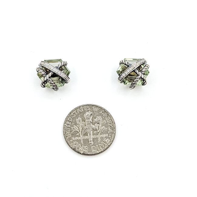 Earrings Cable David Yurman .08ctw Round Diamonds 11x11mm Crystal Sterling 11.5x11 4.62g 125100085