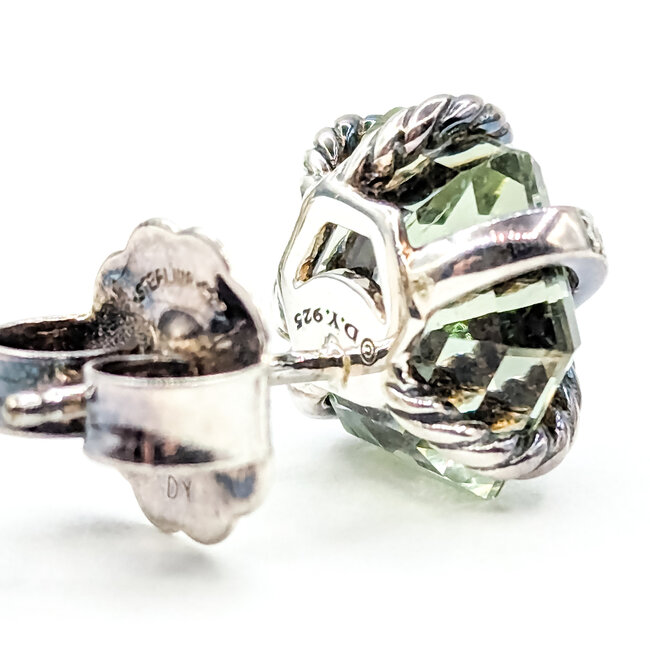 Earrings Cable David Yurman .08ctw Round Diamonds 11x11mm Crystal Sterling 11.5x11 4.62g 125100085