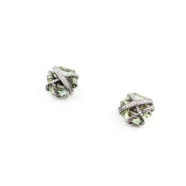 Earrings Cable David Yurman .08ctw Round Diamonds 11x11mm Crystal Sterling 11.5x11 4.62g 125100085