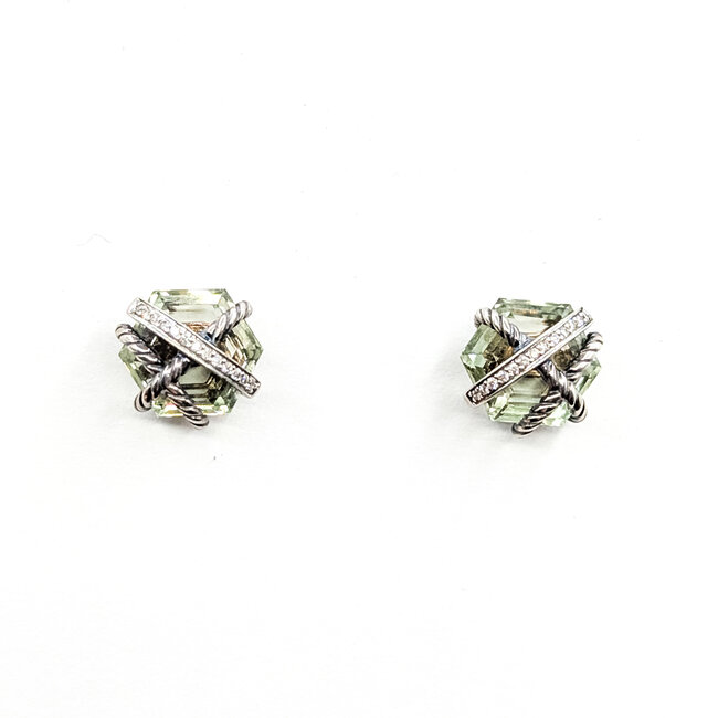 Earrings Cable David Yurman .08ctw Round Diamonds 11x11mm Crystal Sterling 11.5x11 4.62g 125100085