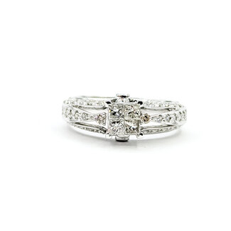 Ring Cluster .40ctw Round/Princess Diamonds 14kw 7mm Sz7 3.8g 125110001