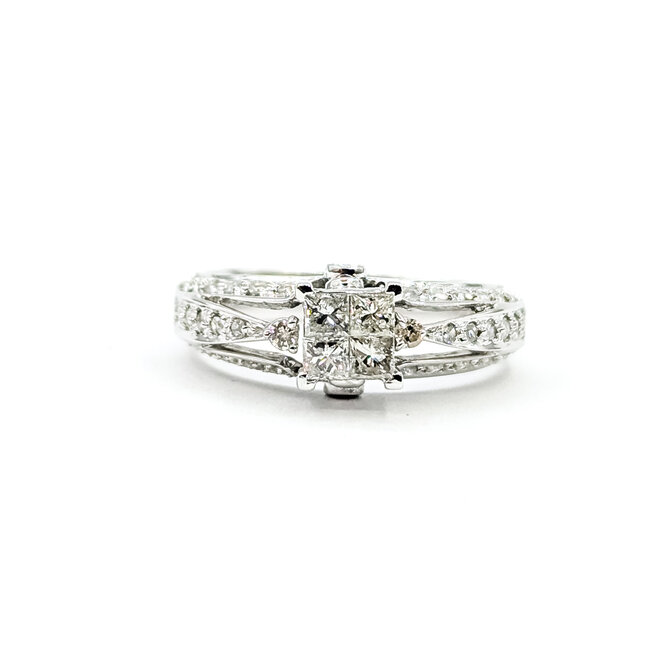 Ring Cluster .40ctw Round/Princess Diamonds 14kw 7mm Sz7 3.8g 125110001