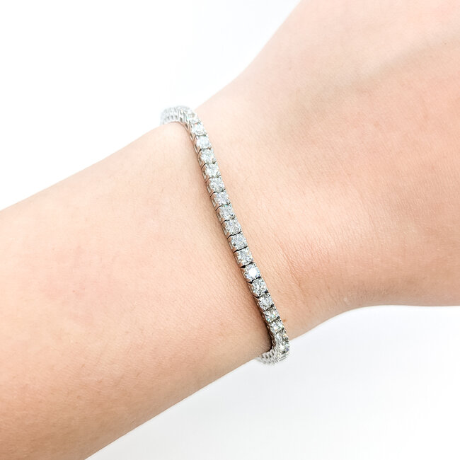 Bracelet Tennis 3ctw Round Diamonds 14kw 3mm 6.5" 9.12g 125110002