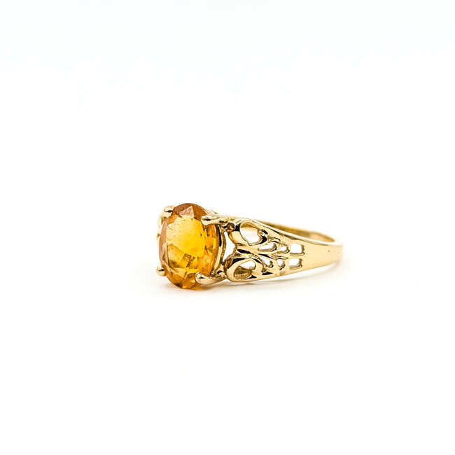 Ring Solitaire Filigree 1.4ct Citrine 10ky 9mm Sz8 2.5g 125110006