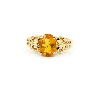 Ring Solitaire Filigree 1.4ct Citrine 10ky 9mm Sz8 2.5g 125110006