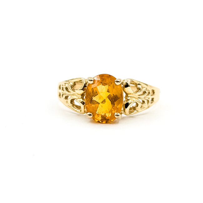 Ring Solitaire Filigree 1.4ct Citrine 10ky 9mm Sz8 2.5g 125110006