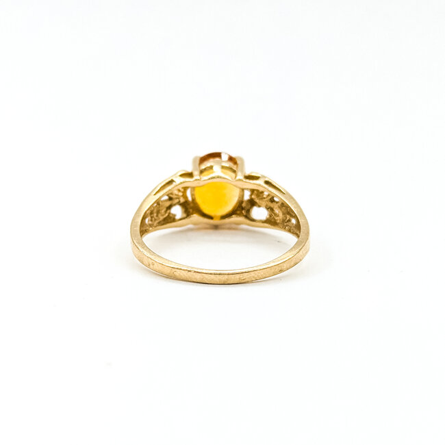 Ring Solitaire Filigree 1.4ct Citrine 10ky 9mm Sz8 2.5g 125110006