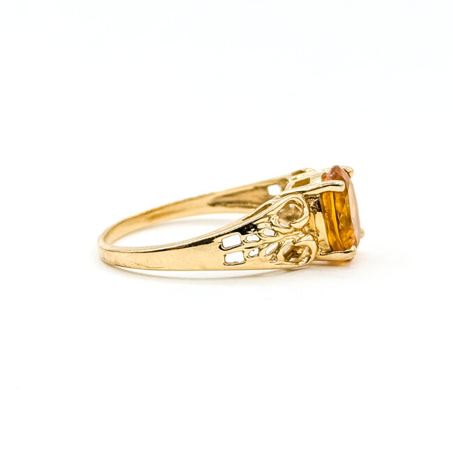 Ring Solitaire Filigree 1.4ct Citrine 10ky 9mm Sz8 2.5g 125110006
