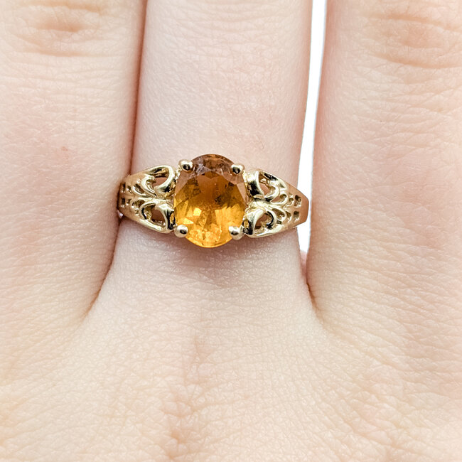 Ring Solitaire Filigree 1.4ct Citrine 10ky 9mm Sz8 2.5g 125110006