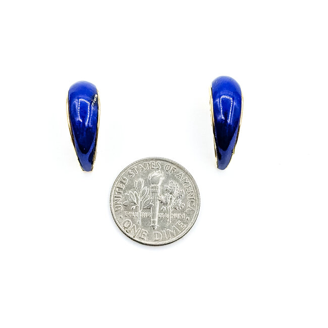 Earrings Inlayed Lapis 14ky 18.7mm 4.4g 125110011
