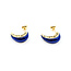 Earrings Inlayed Lapis 14ky 18.7mm 4.4g 125110011