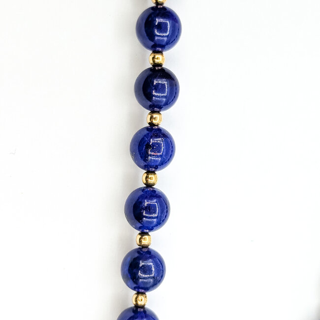 Necklace Alternating Beaded 8mm Lapis 14ky 19.3mm 3.2g 125110012