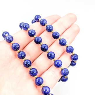 Necklace Alternating Beaded 8mm Lapis 14ky 19.3mm 3.2g 125110012