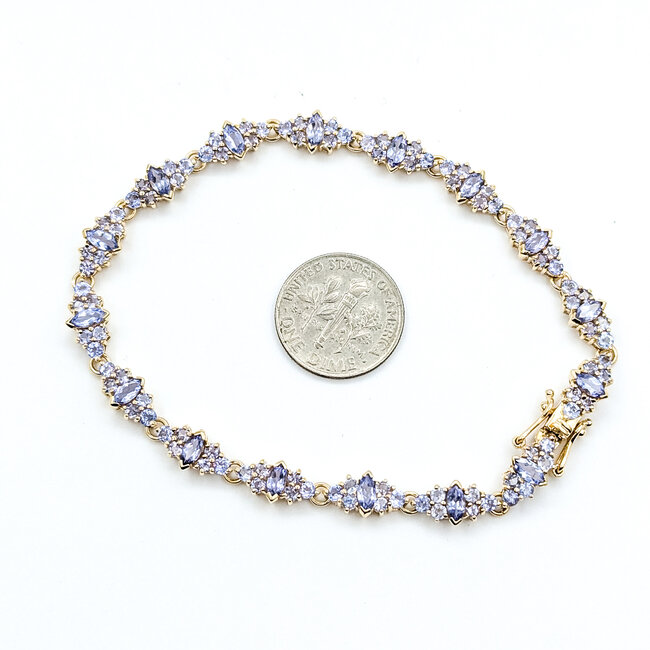 Bracelet Cluster 8.25ctw Tanzanite 14ky 5.5mm 7.5" 9.8g 125110014