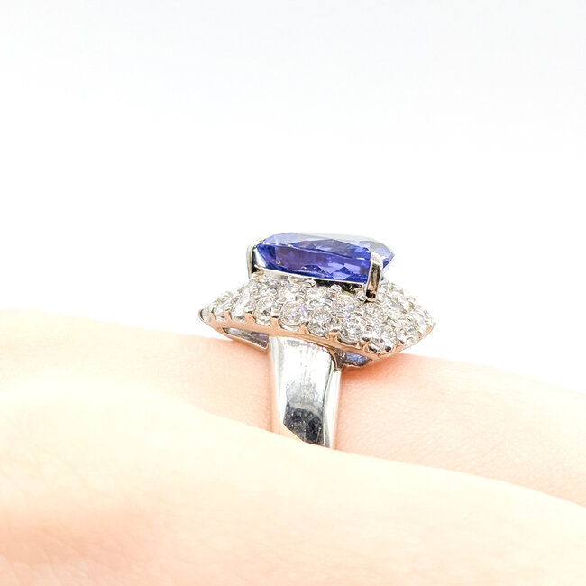 Ring Cocktail 1.54ctw Round Diamonds 4.45ct Purple Tanzanite 900pt 18x16.5mm Sz6 11.08g 125110016