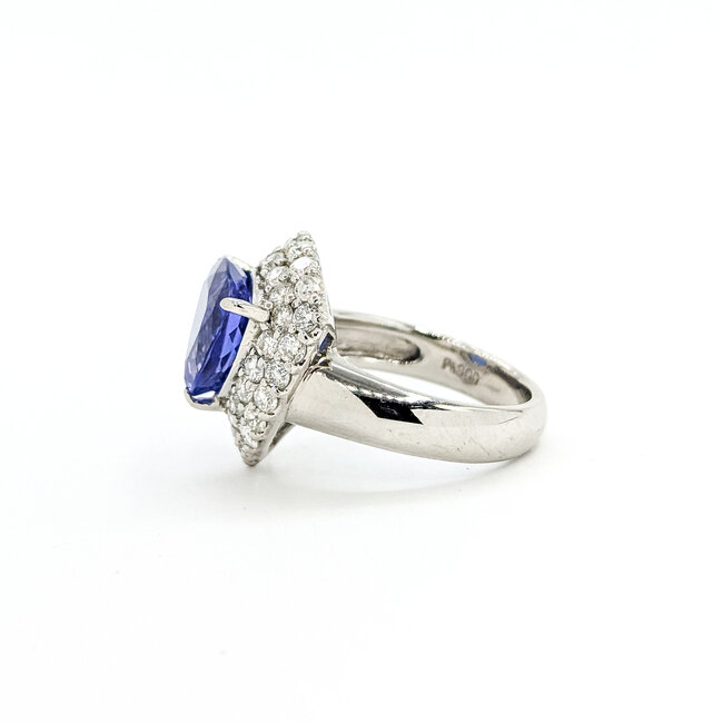 Ring Cocktail 1.54ctw Round Diamonds 4.45ct Purple Tanzanite 900pt 18x16.5mm Sz6 11.08g 125110016