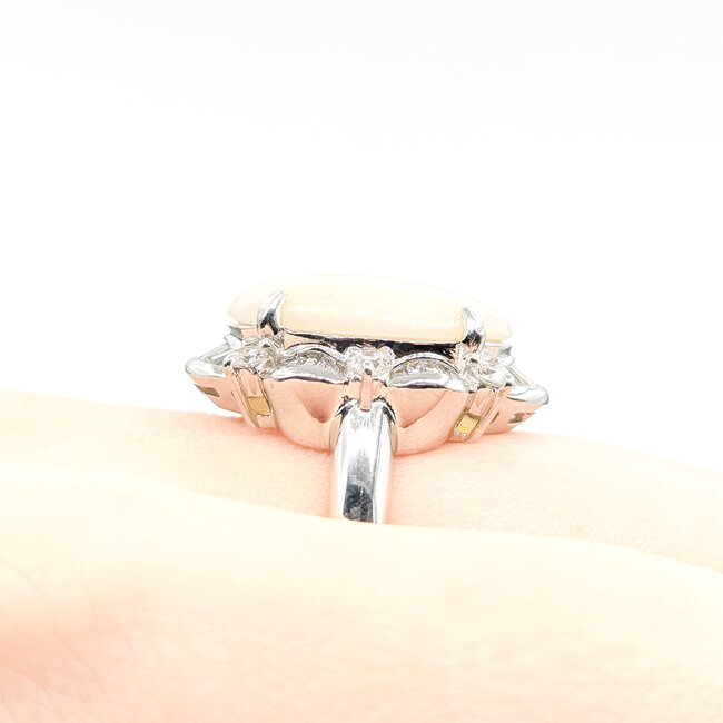 Ring Cocktail .89ctw Round & Baguette Diamonds 4.53ct Austrailian Opal 900pt 22x17.5mm Sz6 13.27g 125110019