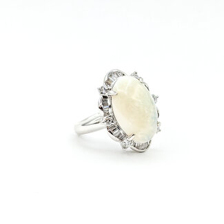 Ring Cocktail .89ctw Round & Baguette Diamonds 4.53ct Austrailian Opal 900pt 22x17.5mm Sz6 13.27g 125110019