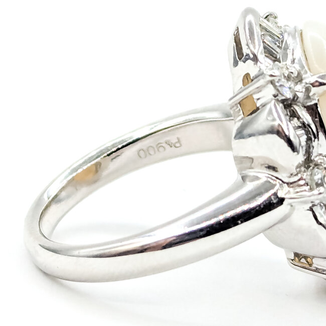 Ring Cocktail .89ctw Round & Baguette Diamonds 4.53ct Austrailian Opal 900pt 22x17.5mm Sz6 13.27g 125110019