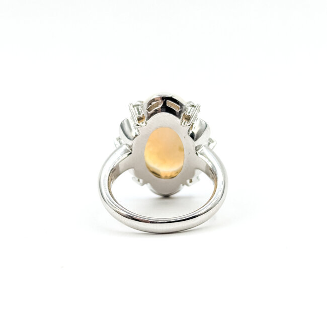 Ring Cocktail .89ctw Round & Baguette Diamonds 4.53ct Austrailian Opal 900pt 22x17.5mm Sz6 13.27g 125110019