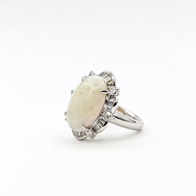 Ring Cocktail .89ctw Round & Baguette Diamonds 4.53ct Austrailian Opal 900pt 22x17.5mm Sz6 13.27g 125110019