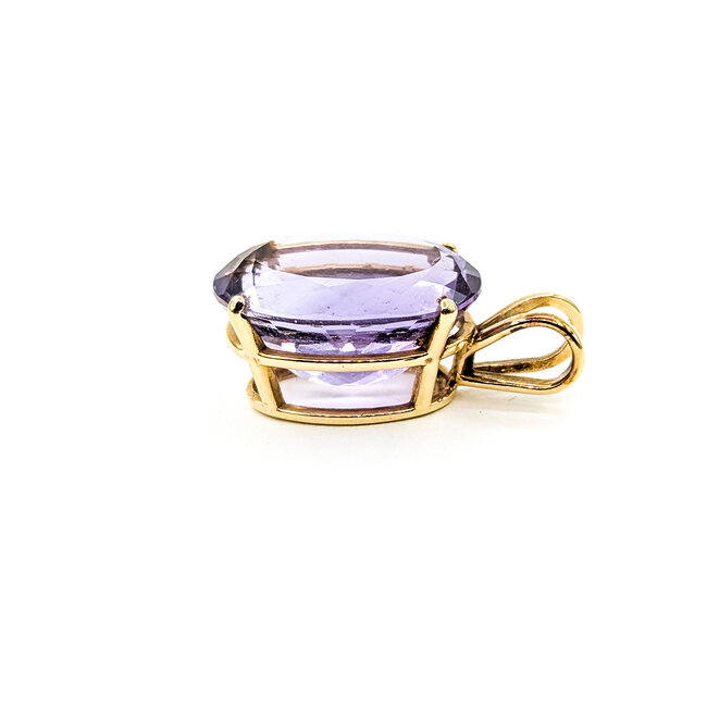 Pendant Solitaire 17.44ct Amethyst 14ky 26.5mm 6.4g 225100009