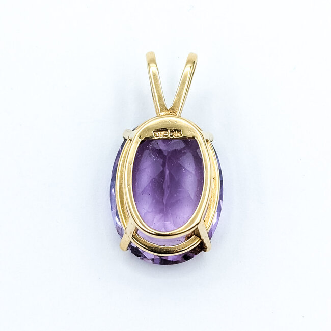 Pendant Solitaire 17.44ct Amethyst 14ky 26.5mm 6.4g 225100009