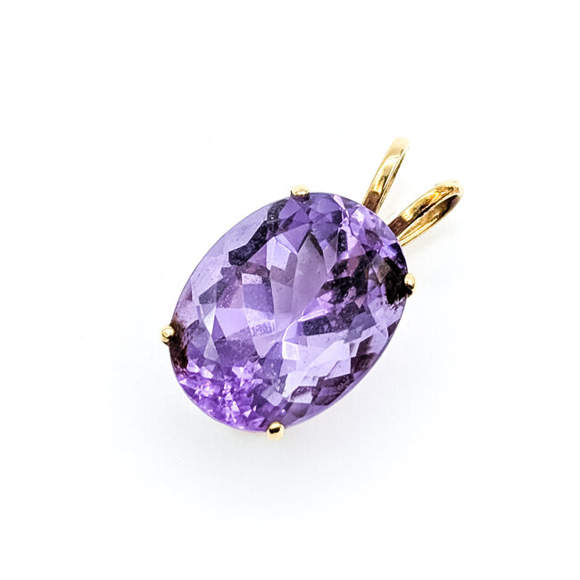 Pendant Solitaire 17.44ct Amethyst 14ky 26.5mm 6.4g 225100009
