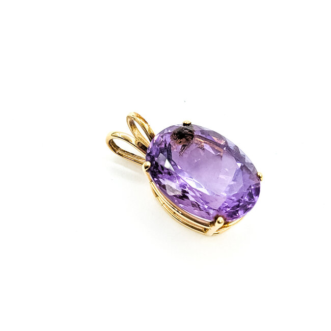 Pendant Solitaire 17.44ct Amethyst 14ky 26.5mm 6.4g 225100009