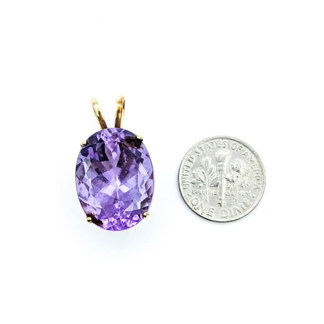 Pendant Solitaire 17.44ct Amethyst 14ky 26.5mm 6.4g 225100009