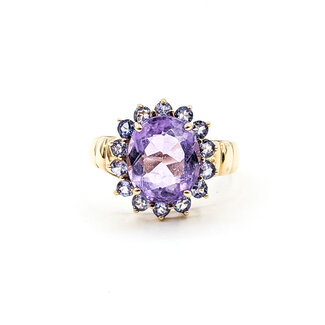 Ring Cocktail 3.88ct Amethyst .42ctw Tanzanite 10ky 16.8mm Sz8 5.2g 225100011