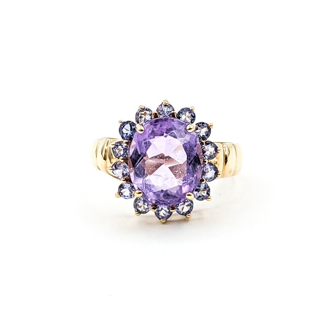 Ring Cocktail 3.88ct Amethyst .42ctw Tanzanite 10ky 16.8mm Sz8 5.2g 225100011