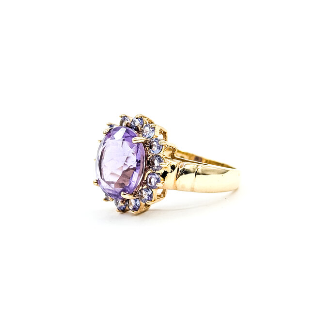 Ring Cocktail 3.88ct Amethyst .42ctw Tanzanite 10ky 16.8mm Sz8 5.2g 225100011