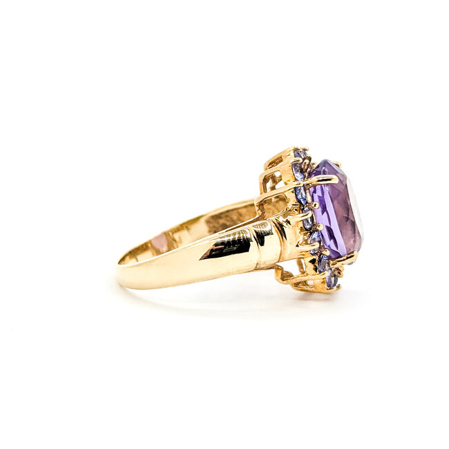 Ring Cocktail 3.88ct Amethyst .42ctw Tanzanite 10ky 16.8mm Sz8 5.2g 225100011