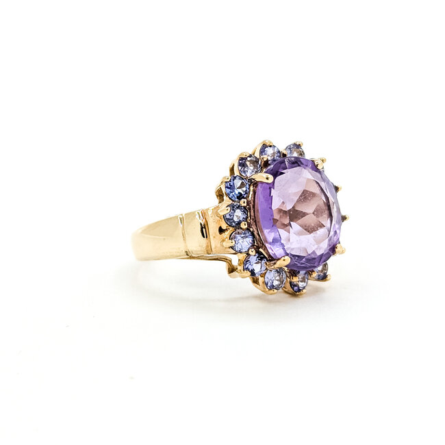 Ring Cocktail 3.88ct Amethyst .42ctw Tanzanite 10ky 16.8mm Sz8 5.2g 225100011