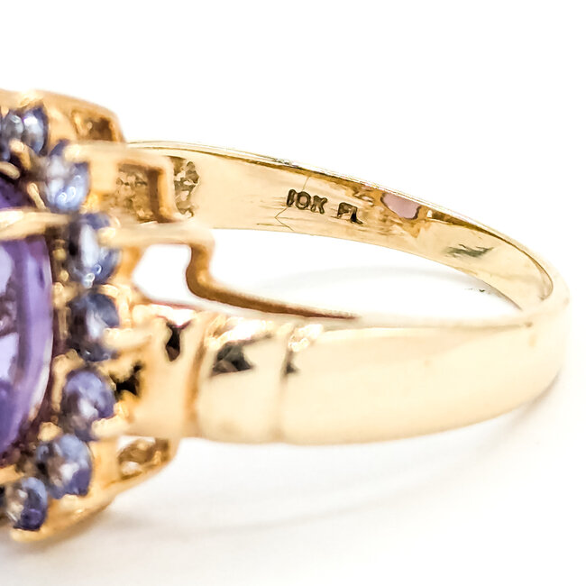 Ring Cocktail 3.88ct Amethyst .42ctw Tanzanite 10ky 16.8mm Sz8 5.2g 225100011