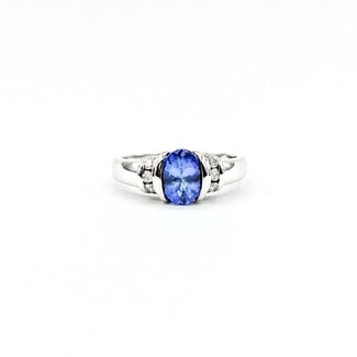 Ring Half-Bezel .12ctw Round Diamonds 1.36ct Tanzanite 14kw 8mm Sz7 3.52g 225100019