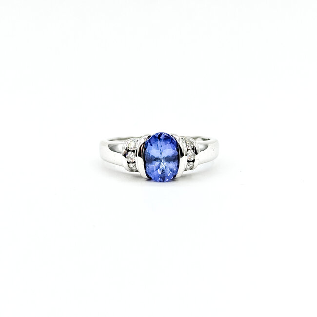 Ring Half-Bezel .12ctw Round Diamonds 1.36ct Tanzanite 14kw 8mm Sz7 3.52g 225100019