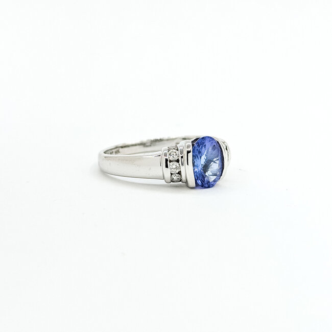 Ring Half-Bezel .12ctw Round Diamonds 1.36ct Tanzanite 14kw 8mm Sz7 3.52g 225100019