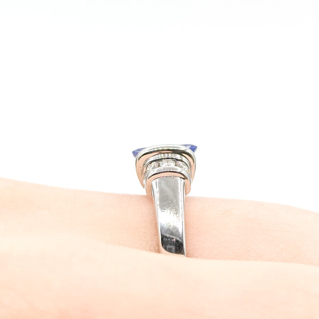 Ring Half-Bezel .12ctw Round Diamonds 1.36ct Tanzanite 14kw 8mm Sz7 3.52g 225100019