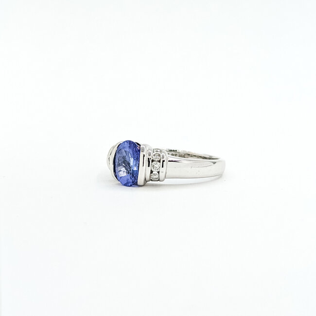 Ring Half-Bezel .12ctw Round Diamonds 1.36ct Tanzanite 14kw 8mm Sz7 3.52g 225100019