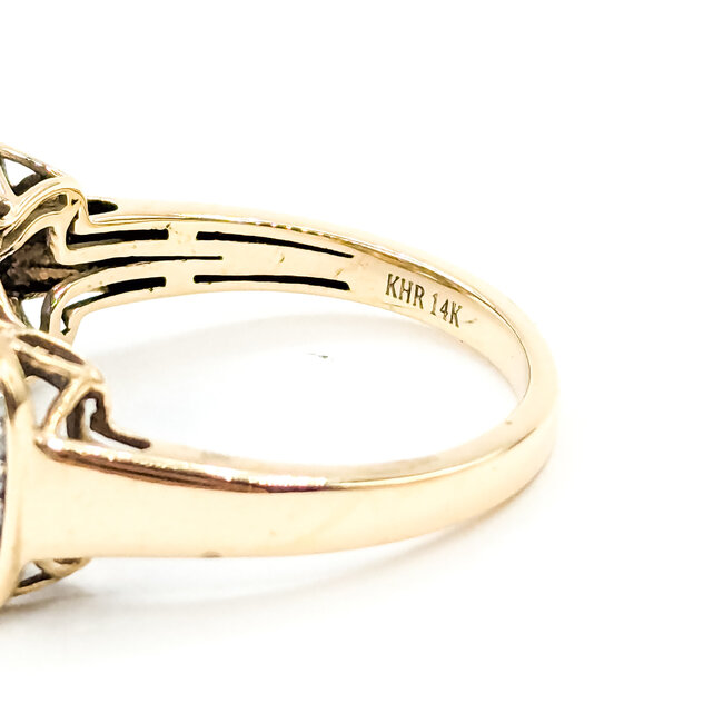 Ring 3-Stone .25ctw Round Diamonds 3.15ct Tanzanite 14ky 11.45mm Sz8 4.64g 225100021