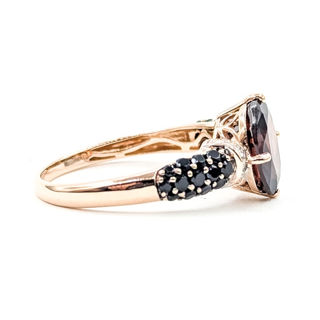 Ring Pave .54ctw Black/White Diamonds 3.36ct Garnet 10kr 11.85mm Sz11 3.68g 225100031