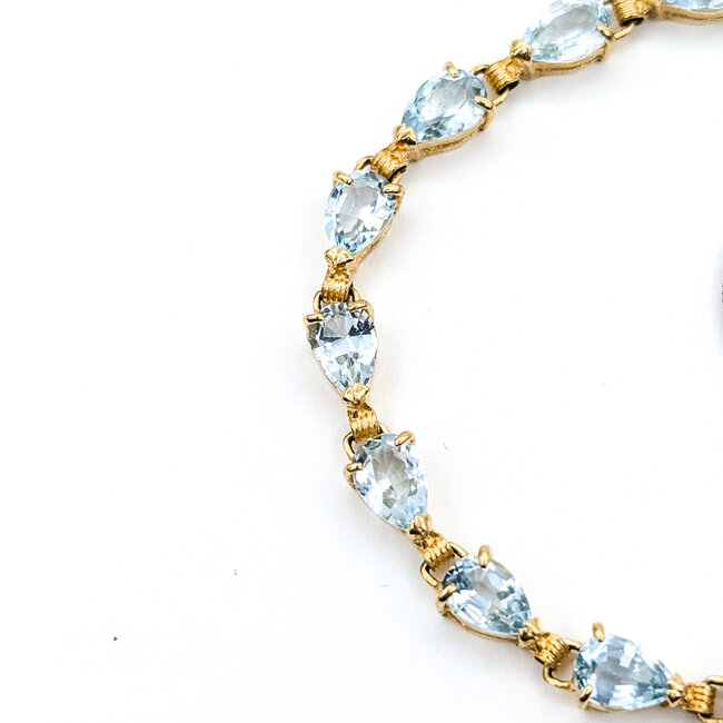 Bracelet Tennis 7ctw Sky Blue Aquamarine 14ky 4.2mm 7.25" 6.55g 125100035