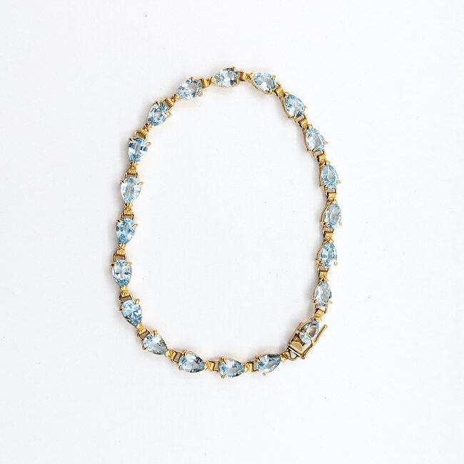 Bracelet Tennis 7ctw Sky Blue Aquamarine 14ky 4.2mm 7.25" 6.55g 125100035