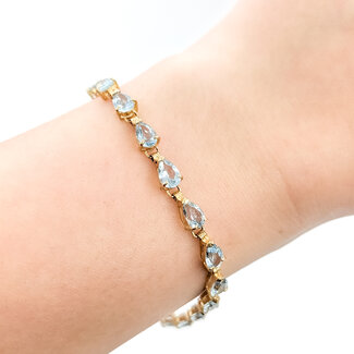 Bracelet Tennis 7ctw Sky Blue Aquamarine 14ky 4.2mm 7.25" 6.55g 125100035