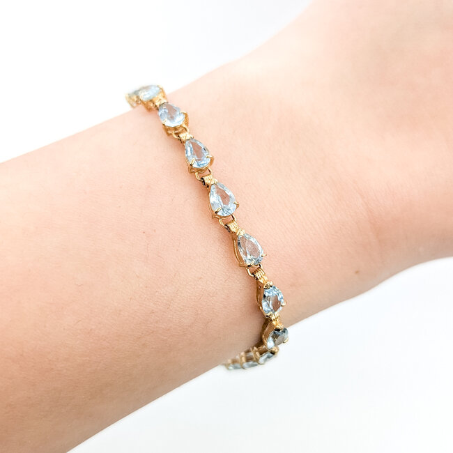 Bracelet Tennis 7ctw Sky Blue Aquamarine 14ky 4.2mm 7.25" 6.55g 125100035