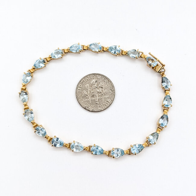 Bracelet Tennis 7ctw Sky Blue Aquamarine 14ky 4.2mm 7.25" 6.55g 125100035