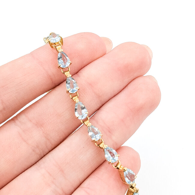 Bracelet Tennis 7ctw Sky Blue Aquamarine 14ky 4.2mm 7.25" 6.55g 125100035